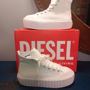 Diesel Women's White High-Top Leather Sneakers